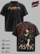 Asta Black Clover Vintage Washed Graphic T Shirt, Heavyweight 260 GSM Cotton Tee, Soft Breathable Oversized Anime Streetwear Shirt, Comfortable Casual Wear, Gift for Black Clover Fans Men Women