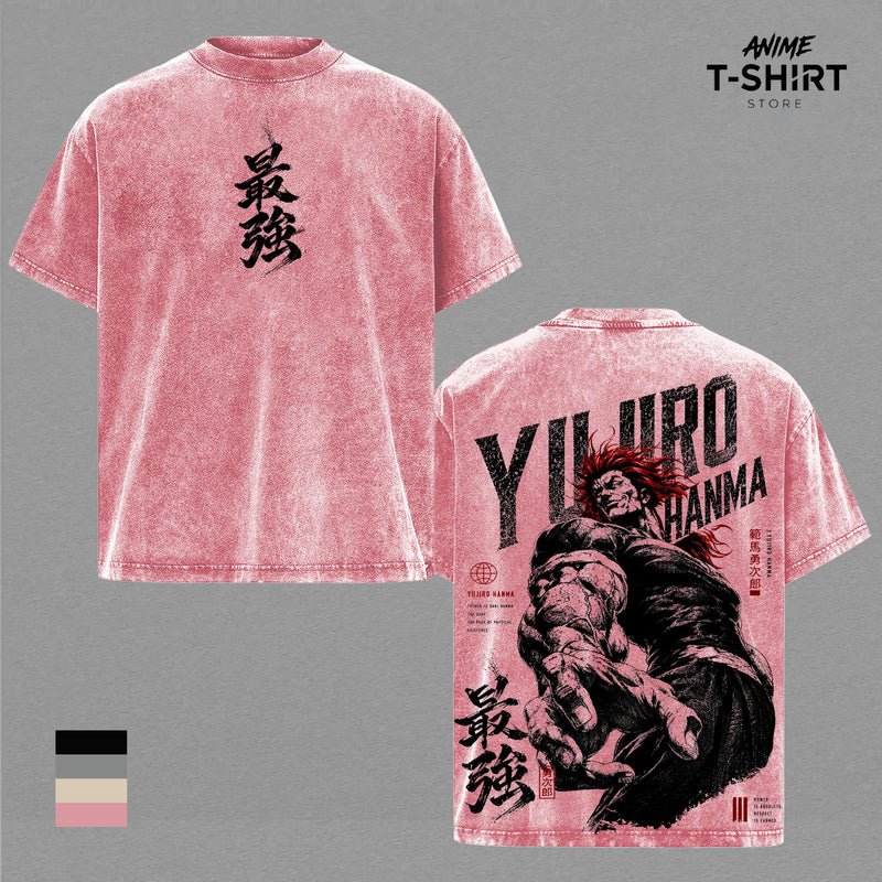 Yujiro Hanma Baki Vintage Washed Shirt Anime Graphic Tee Strongest Creature Alive Design Oversized Streetwear Manga T Shirt Gift for Baki Fans
