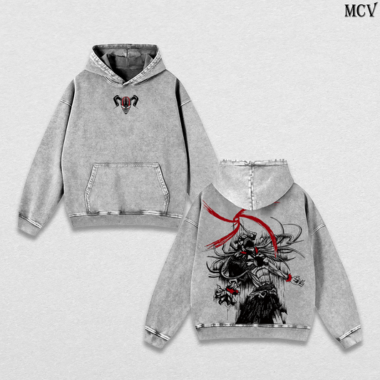 Ichigo Washed Hoodie, Bleach Anime Hoodie, Bankai Soul Reaper Graphic Hoodie