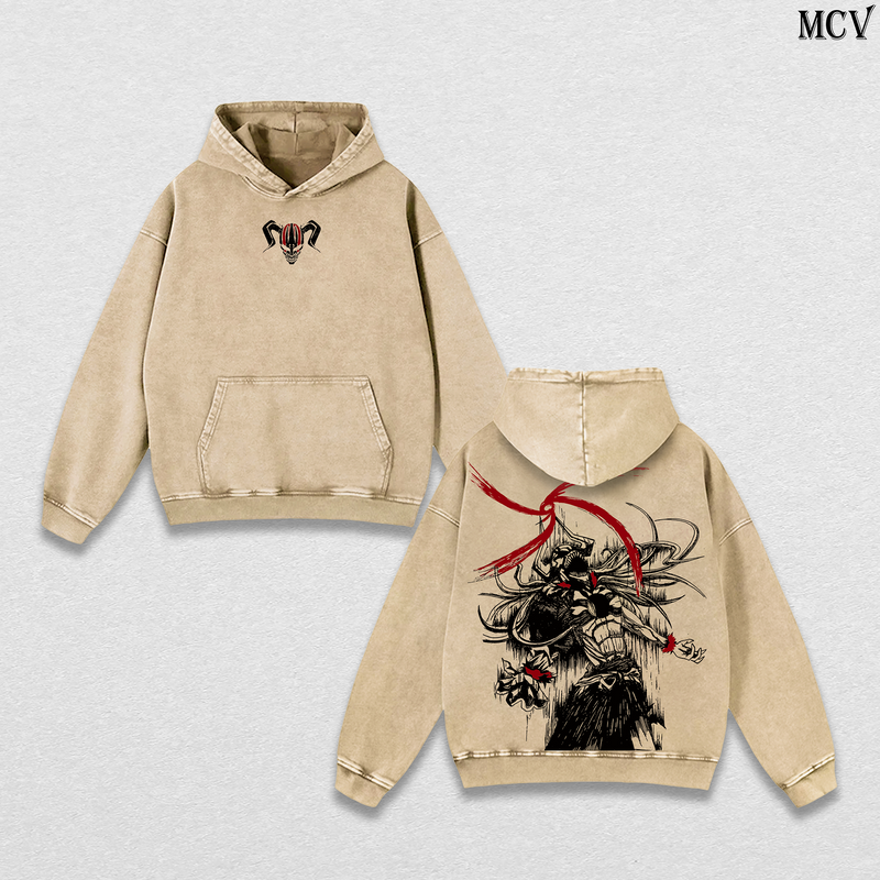 Ichigo Washed Hoodie, Bleach Anime Hoodie, Bankai Soul Reaper Graphic Hoodie