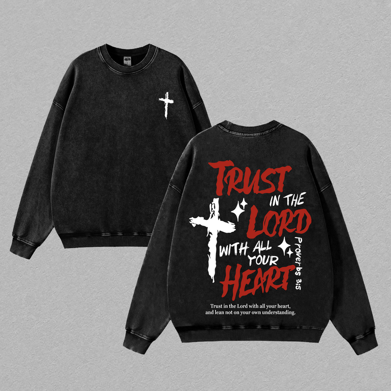 Proverbs 3:5 Bible Verse T-Shirt Washed, Trust in the Lord with All Your Heart Christian Shirt, Faith and Scripture Graphic Tee, Religious Jesus Apparel, Easter Outfit, Church Outfit Gift for Believers