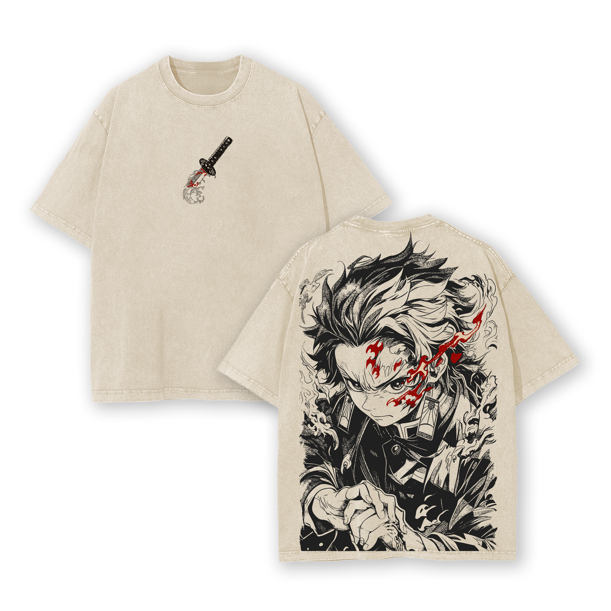 Tanjiro Tee - Demon Slayer Kimetsu no Yaiba T-Shirt Acid Wash