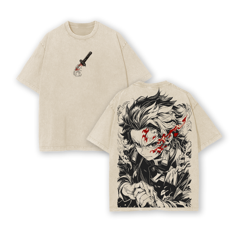 Tanjiro Tee - Demon Slayer Kimetsu no Yaiba T-Shirt Acid Wash