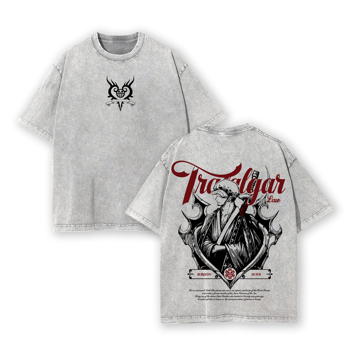 Trafalgar Law One Piece Shirt – Vintage Washed Oversized Anime Tee