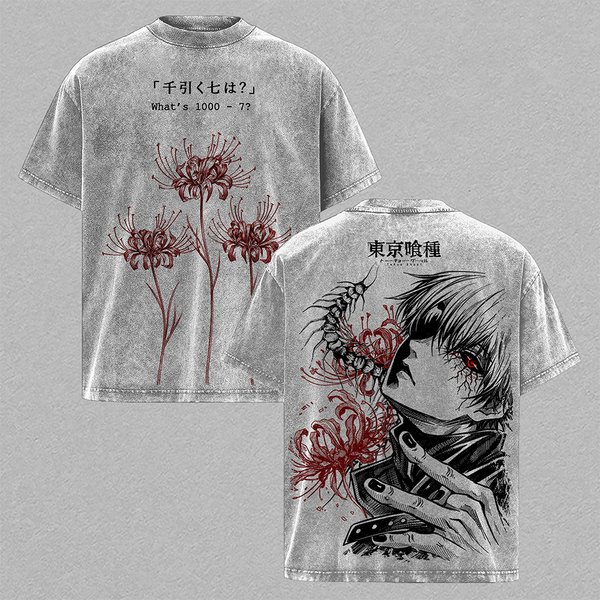 Tokyo Ghoul Anime T Shirt, Ken Kaneki Graphic Tee, Oversized Acid Washed Cotton Shirt, Streetwear Manga Merch, Unisex Casual Outfit Gift
