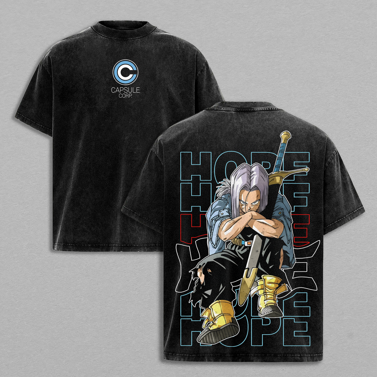 Future Trunks - DBZ Capsule Corp Shirt Graphic Tee Vintage Washed T Shirt Unisex Streetwear Saiyan Warrior Anime Tee DBZ Apparel Gift for Dragon Ball Fans
