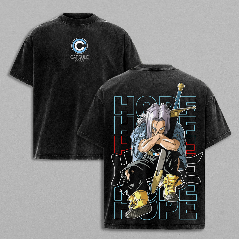 Future Trunks - DBZ Capsule Corp Shirt Graphic Tee Vintage Washed T Shirt Unisex Streetwear Saiyan Warrior Anime Tee DBZ Apparel Gift for Dragon Ball Fans