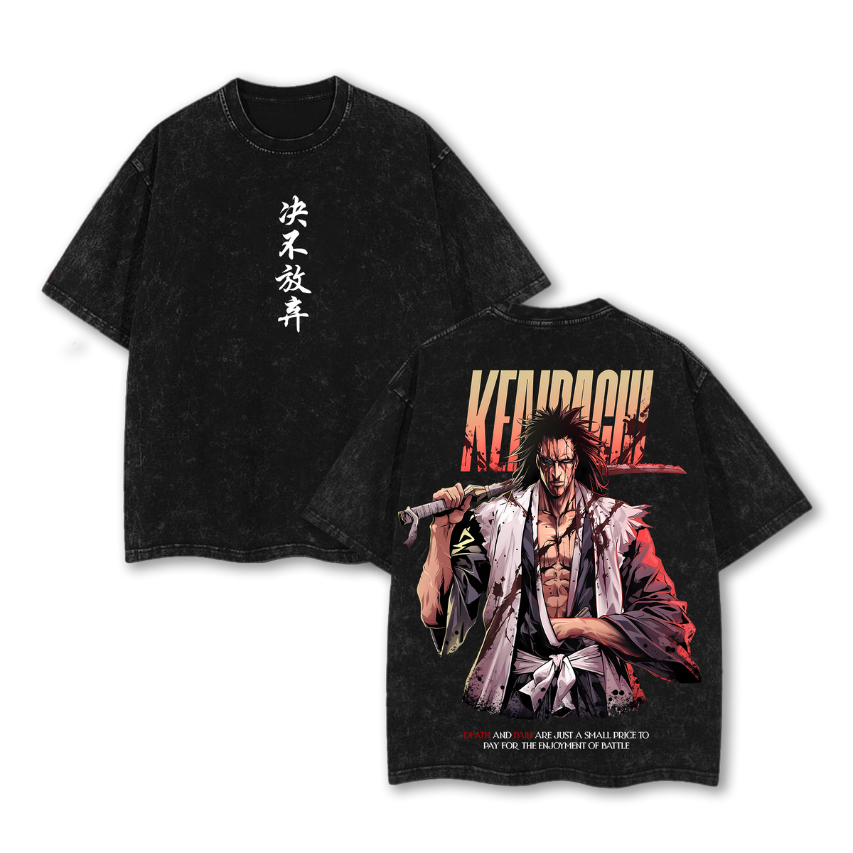 Zaraki Kenpachi x Bleach 11th Division – Gotei 13 Anime Double Printed Washed Tee