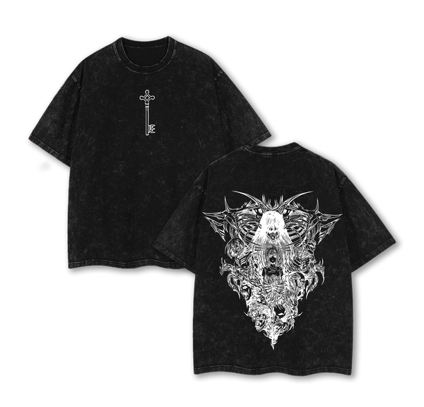 Retro Heavy Limited FOUNDING TITAN Attack On Titan Anime Double Printed Vintage  Washed Tee