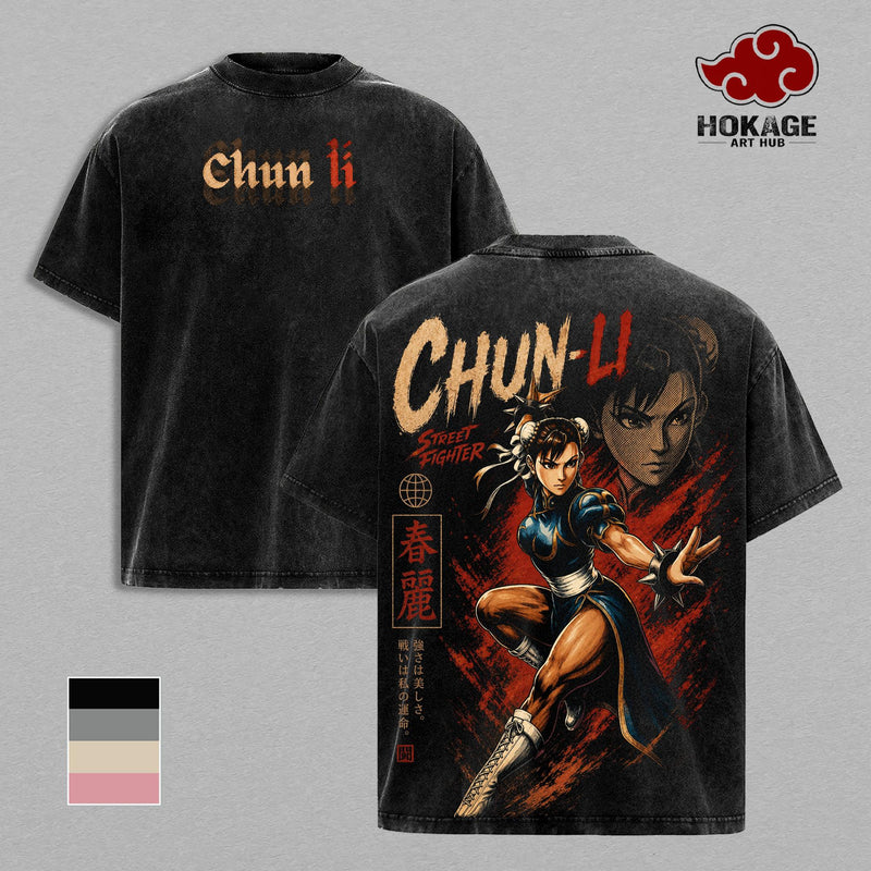 Chun-Li SF T-Shirt, Street Fighter Martial Arts Graphic Tee, Back Print Vintage 90s Gaming Shirt, Graphic Tees Men, Trendy Tshirts, Men's T Shirts, SF Streetwear, Unisex Cotton Distressed Tee, Merch For Men, Men Fashion Graphic Tee Apparel Tops