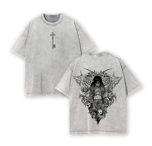 Retro Heavy Limited FOUNDING TITAN Attack On Titan Anime Double Printed Vintage  Washed Tee