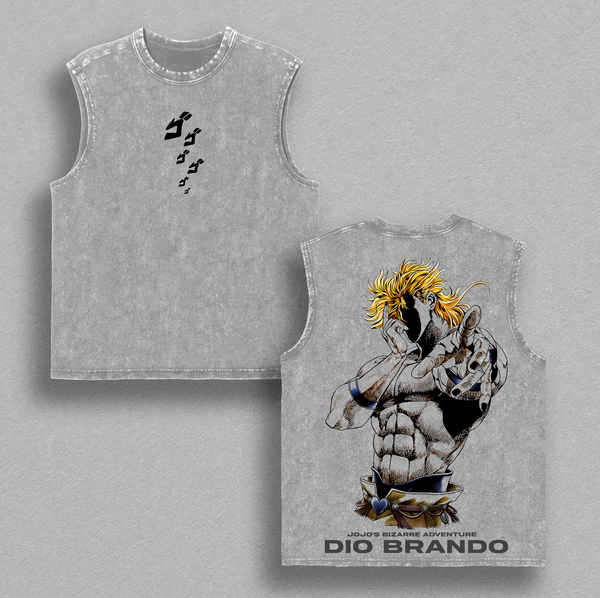 Dio Brando JoJo's Bizarre Adventure Anime Double Printed Vintage Washed Tee Unisex Oversize Anime Manga Washed Heavyweight Cotton T-shirt