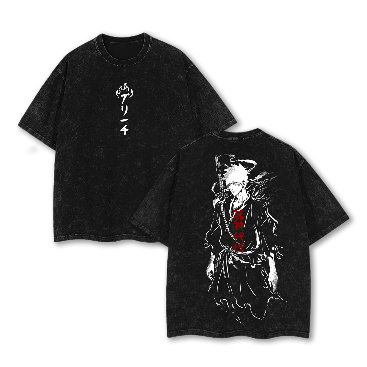 Ichigo Washed Tee – Bleach Oversized Anime T-Shirt, Heavy Cotton T-shirt
