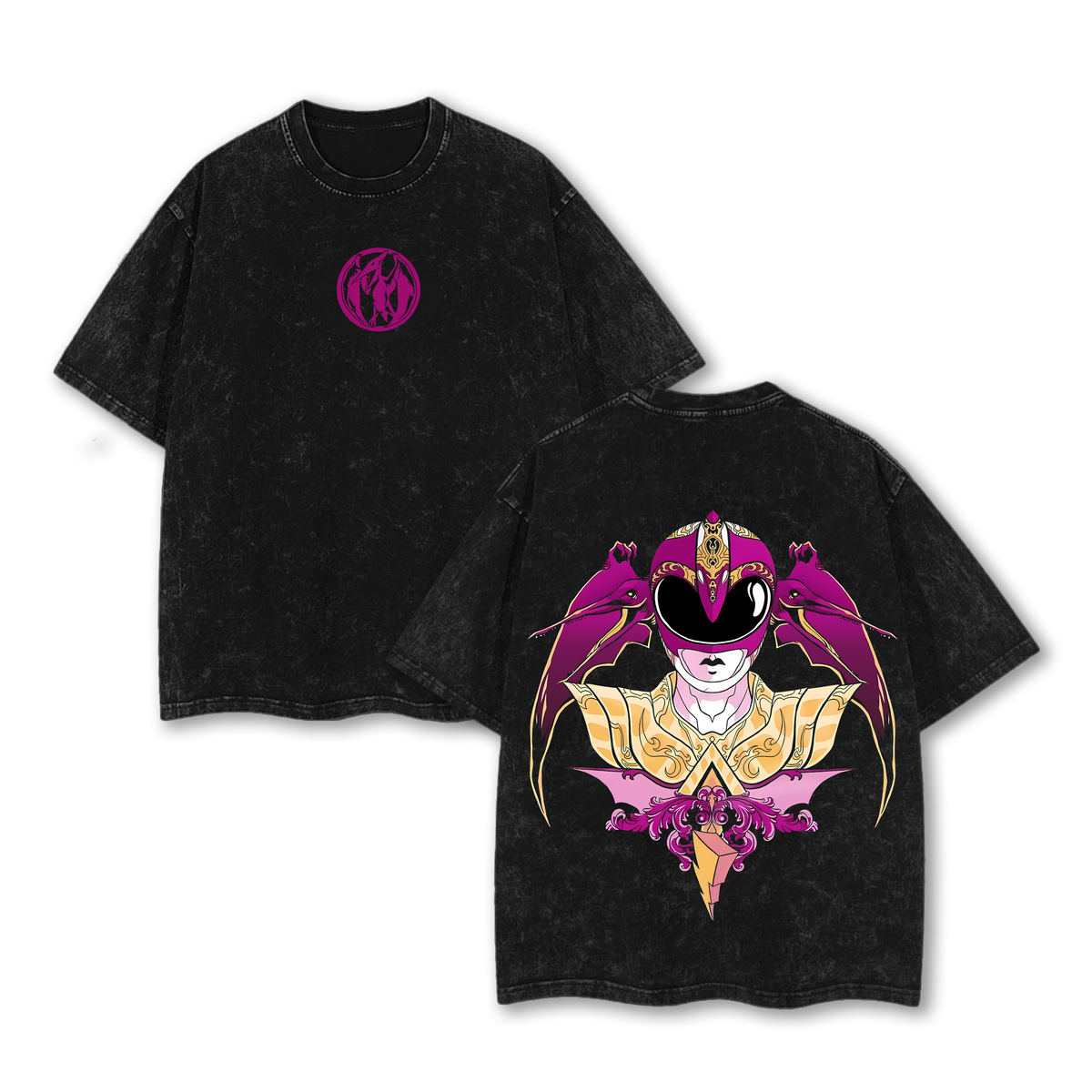 Pink Ranger - Power Rangers Anime Double Printed Vintage Washed Tee