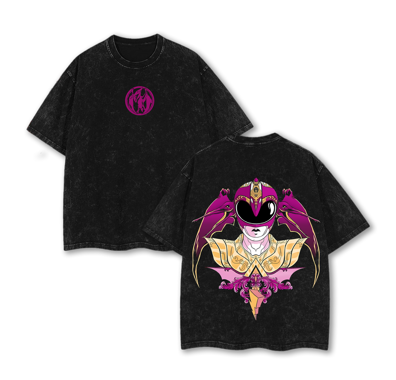 Pink Ranger - Power Rangers Anime Double Printed Vintage Washed Tee