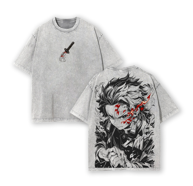 Tanjiro Tee - Demon Slayer Kimetsu no Yaiba T-Shirt Acid Wash