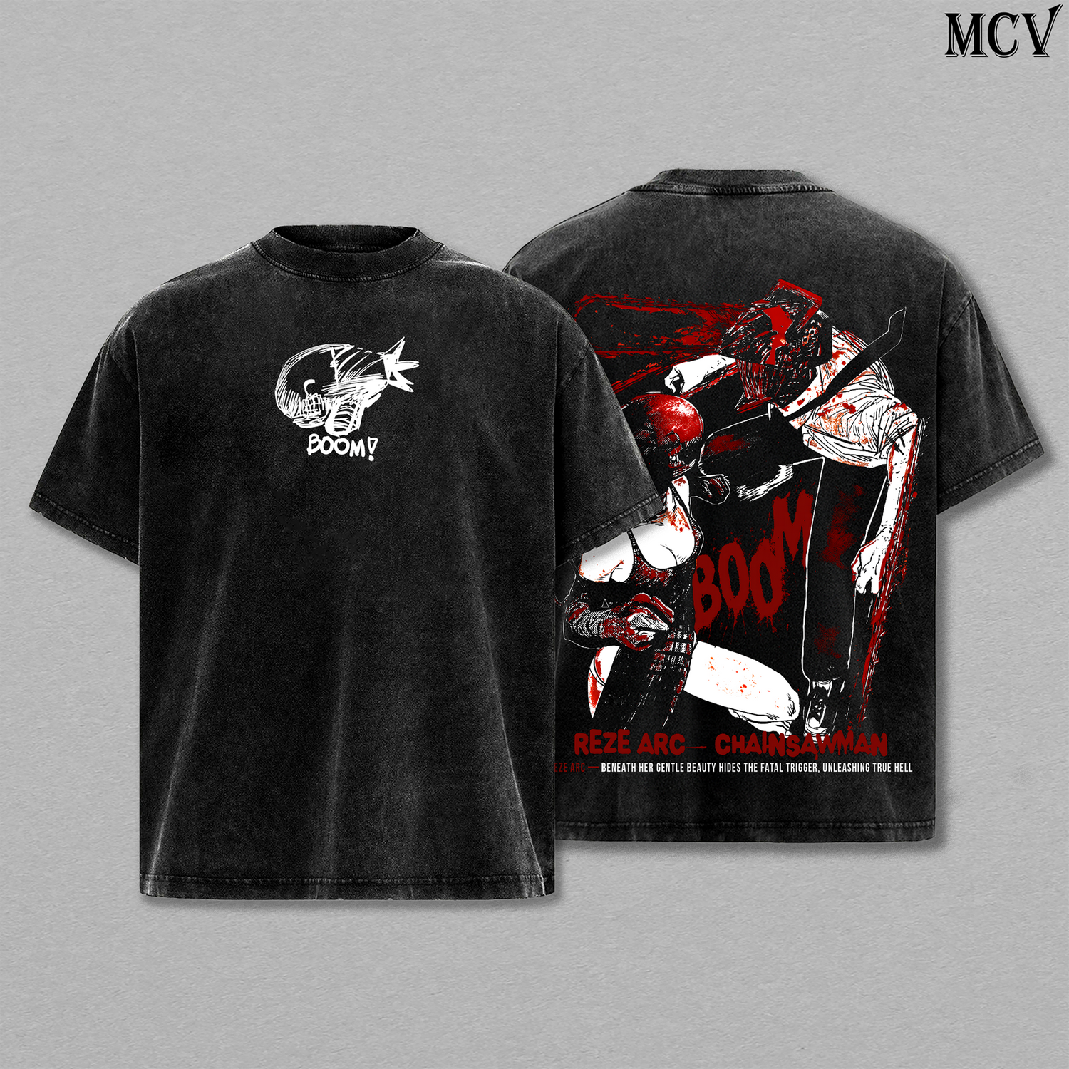 Boom Devil Reze Arc – Chainsaw Man Vintage Washed Anime Graphic Tee