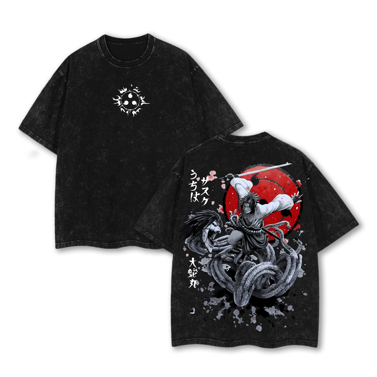 Retro Heavy Limited CURSE MARK PURPLE SASUKE x Manda Snake Orochimaru - Naruto Washed Tee