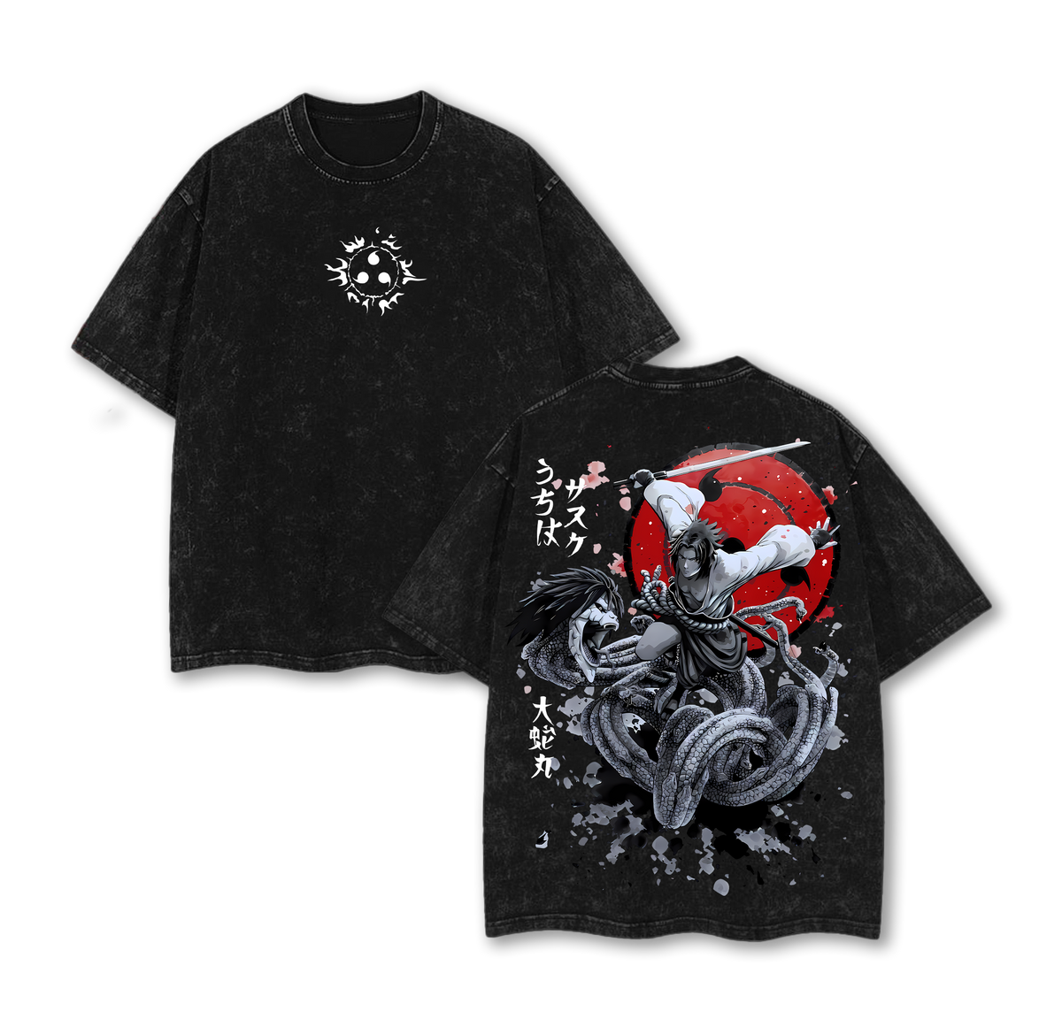Retro Heavy Limited CURSE MARK PURPLE SASUKE x Manda Snake Orochimaru - Naruto Washed Tee