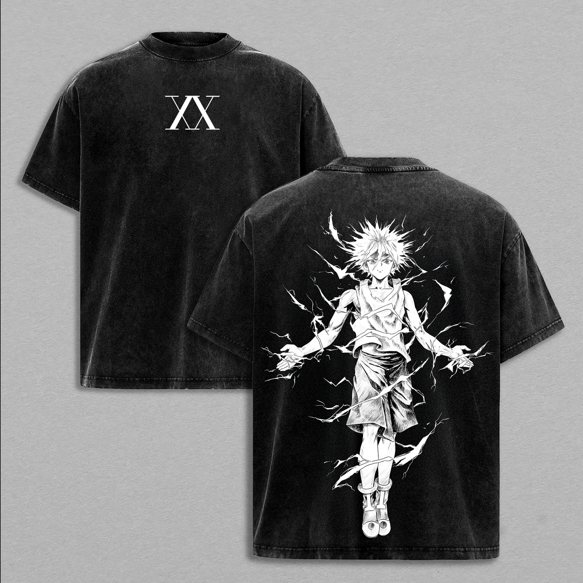 Retro Heavy Limited "Killua Zoldyck" Hunter x Hunter Anime Vintage Washed Hoodies Unisex Oversize Anime Manga Acid Washed Heavyweight Cotton , Anime Lover Clothing Menswear