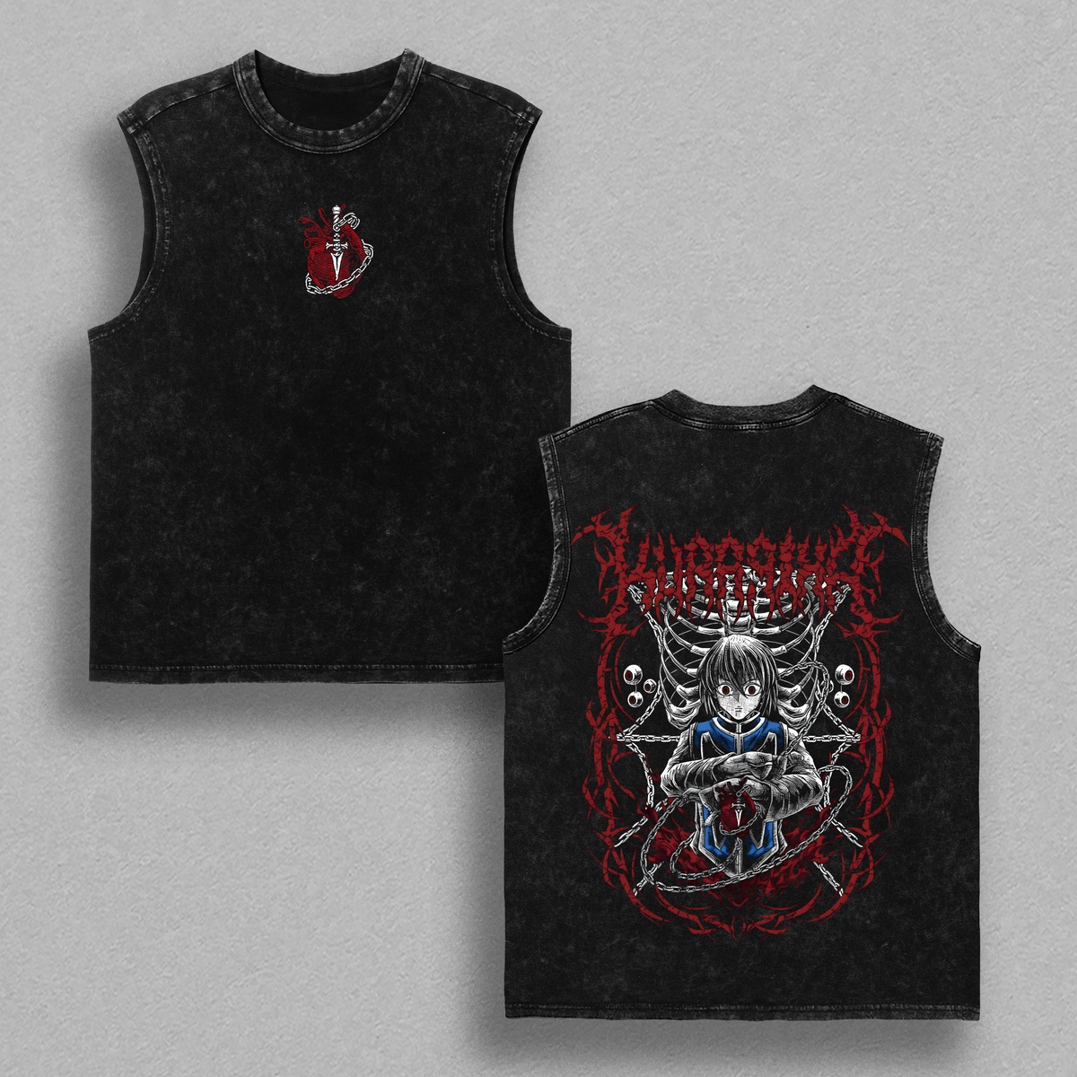 Kurapika Phantom Trouble Shirt | Hunter x Hunter Anime Vintage Tee | Scarlet Eyes Chain Revenge Graphic | Dark Streetwear Oversized T-Shirt | Gothic Manga Inspired Design