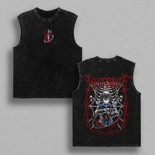 Kurapika Phantom Trouble Shirt | Hunter x Hunter Anime Vintage Tee | Scarlet Eyes Chain Revenge Graphic | Dark Streetwear Oversized T-Shirt | Gothic Manga Inspired Design