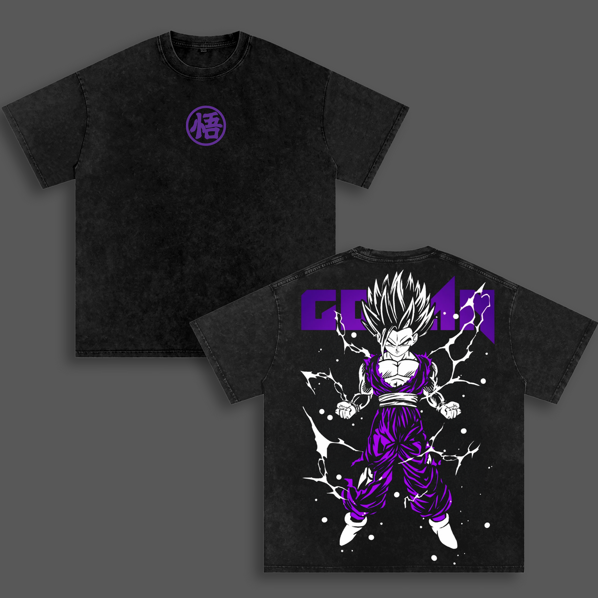 Gohan Super Saiyan 2 DBZ Vintage Washed Oversized Graphic Tee
