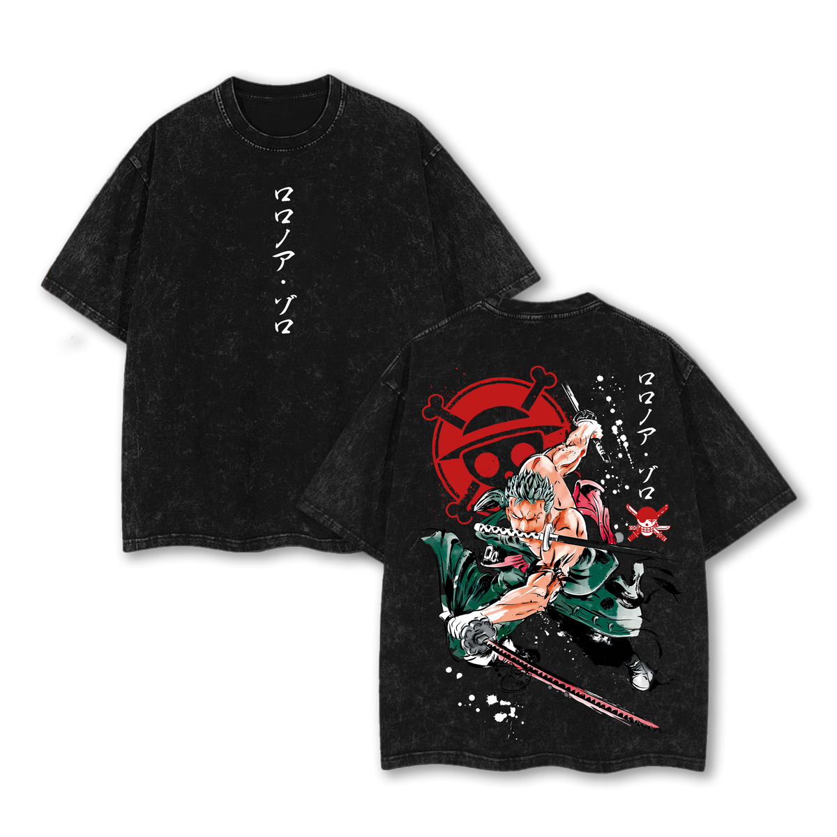 Zoro "Three Sword Style" One Piece Washed Oversized T-shirt