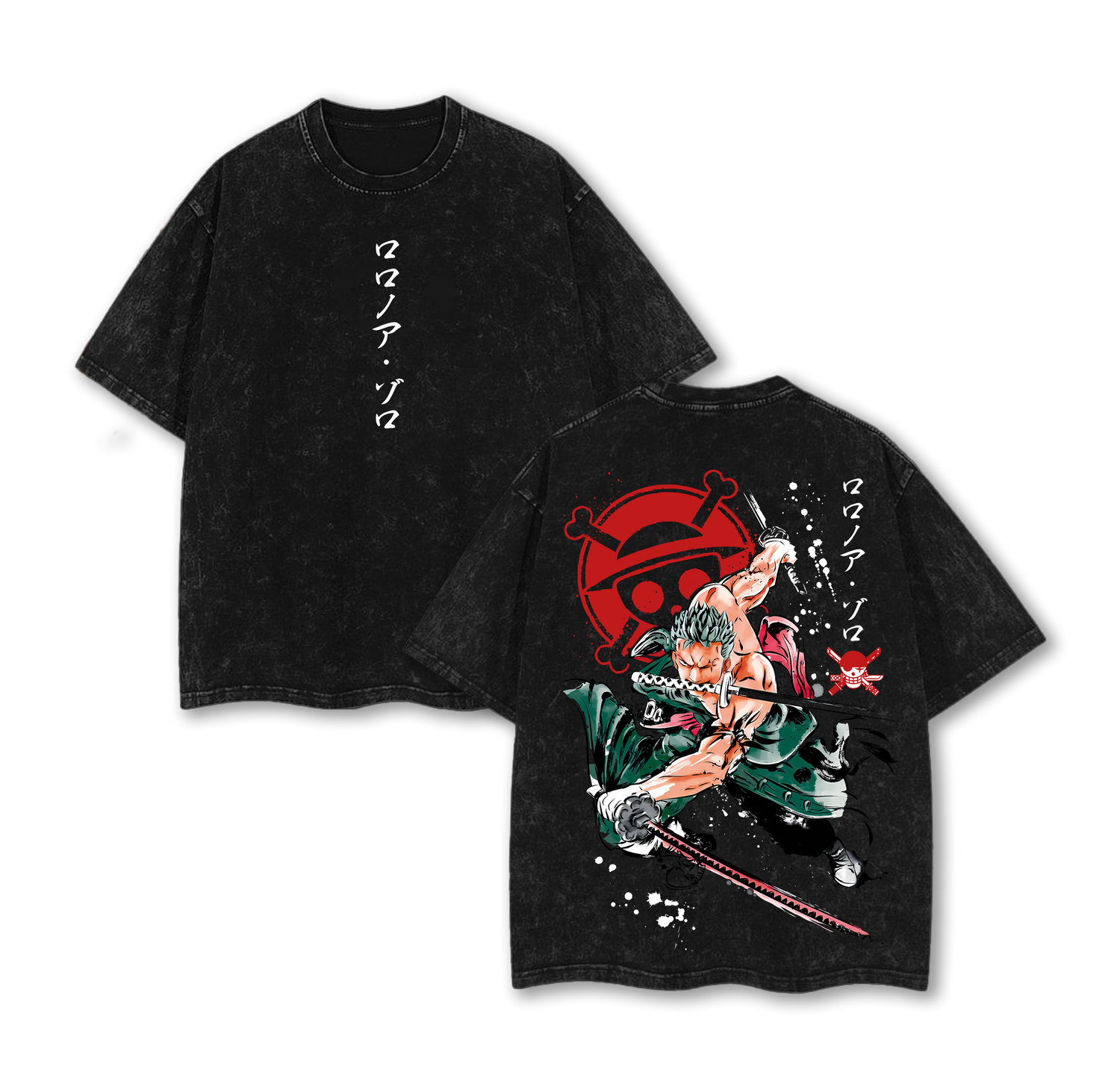 Zoro "Three Sword Style" One Piece Washed Oversized T-shirt