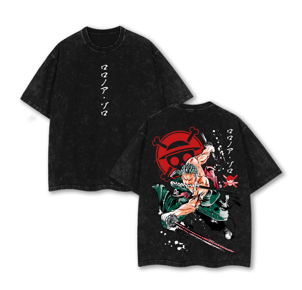Zoro "Three Sword Style" One Piece Washed Oversized T-shirt