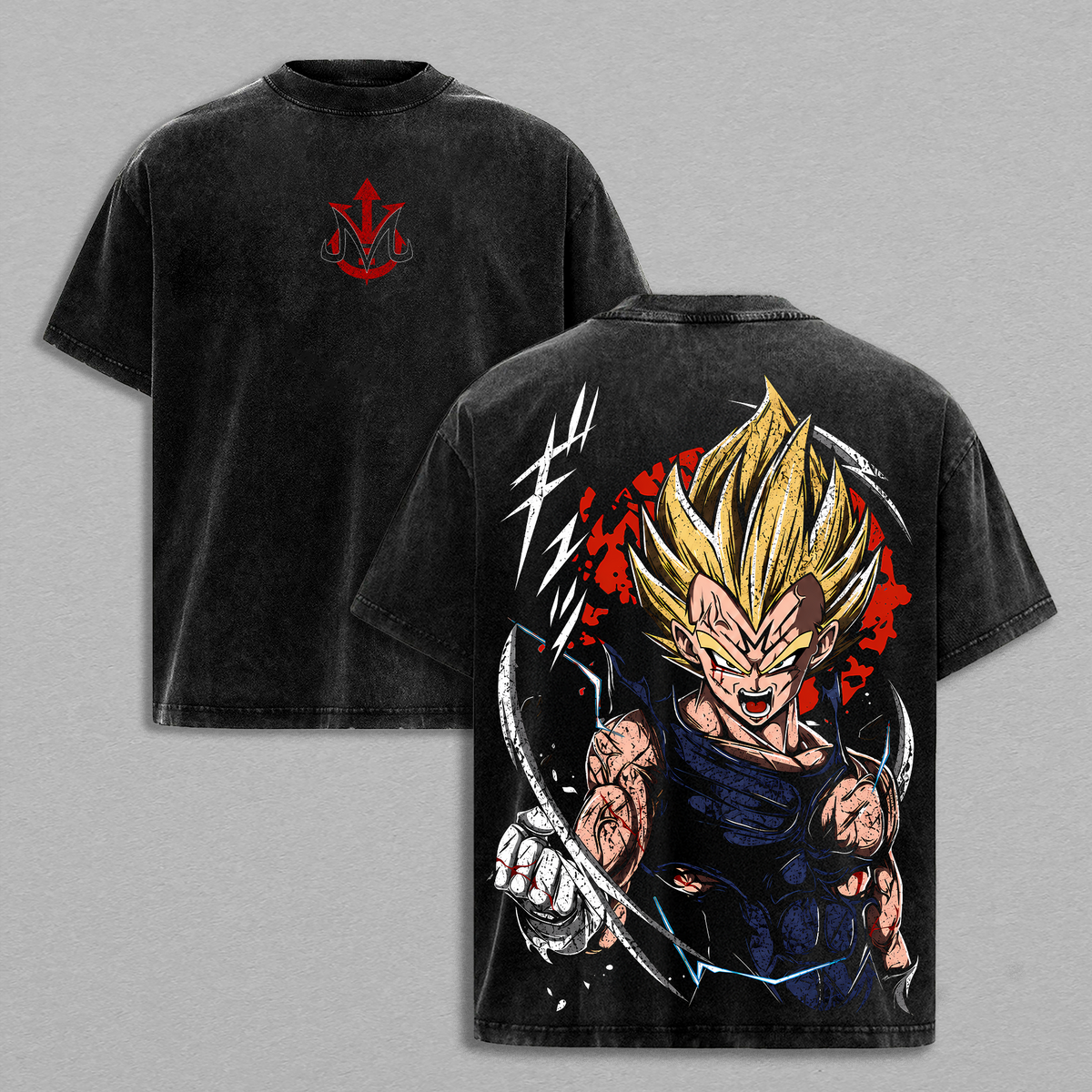Majin Saiyan Prince - DBZ Vintage Washed Shirt Anime DBZ Oversized Streetwear Graphic Tee Gift for DBZ Fans