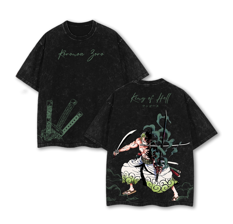 King of Hell Zoro Anime Shirt Enma Sword Oversized Graphic Tee