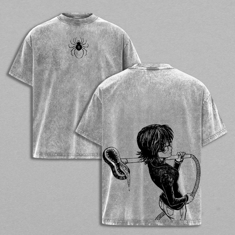 Shizuku Hunter X Hunter Blowshitsu Shirt, Phantom Troupe shirt Anime Double Printed Vintage Washed Tee Unisex Oversize Heavyweight Cotton T-shirt for Anime Fans and Lovers
