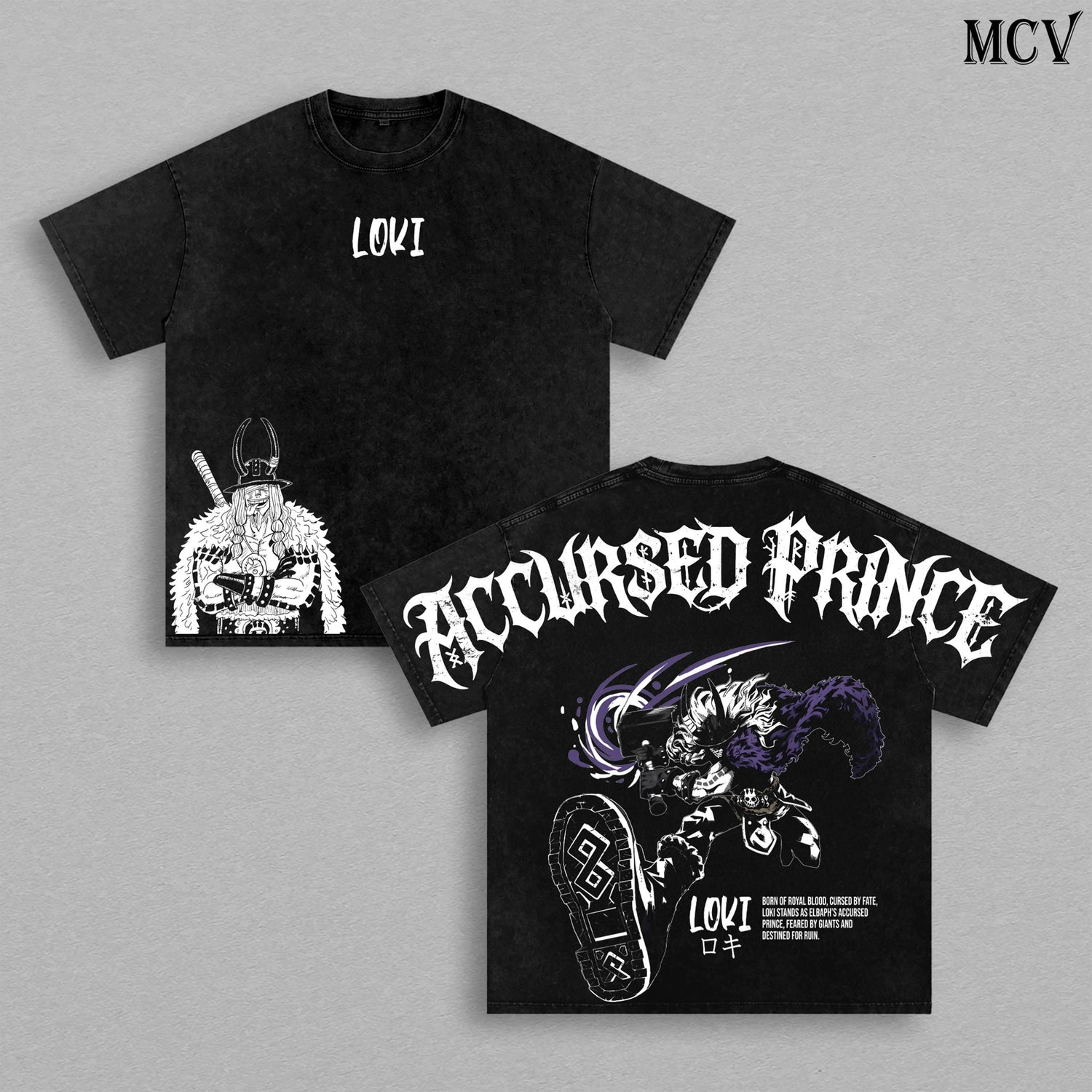 Loki Accursed Prince Anime Vintage Washed T-Shirt, Elbaph Warrior Graphic Tee, Manga Streetwear Heavy Cotton Shirt