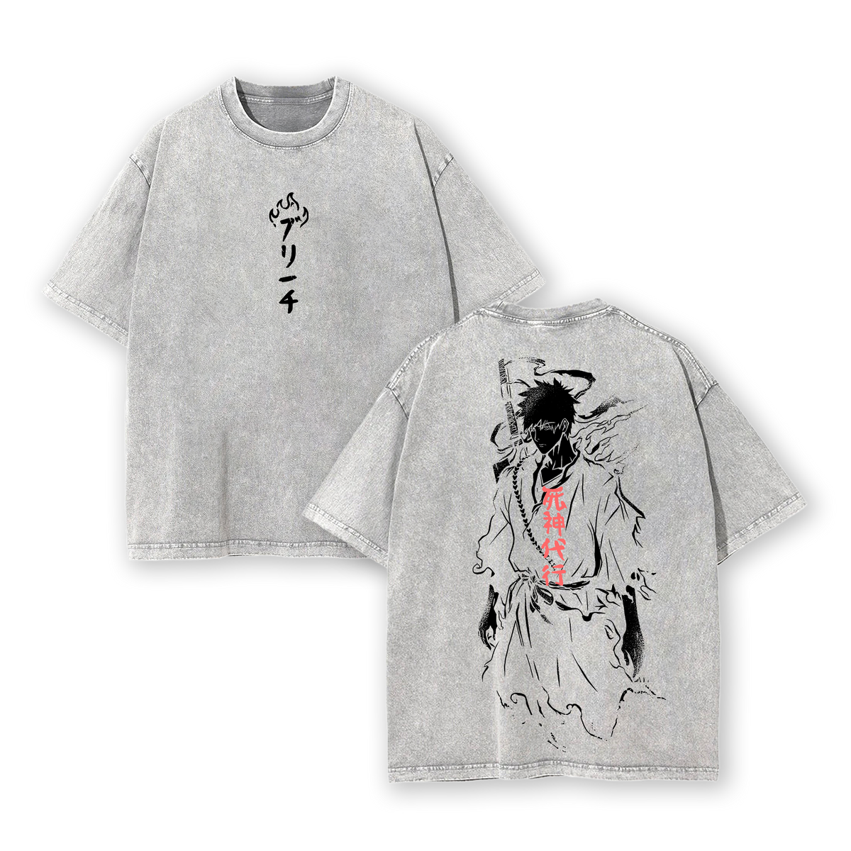 Ichigo Washed Tee – Bleach Oversized Anime T-Shirt, Heavy Cotton T-shirt