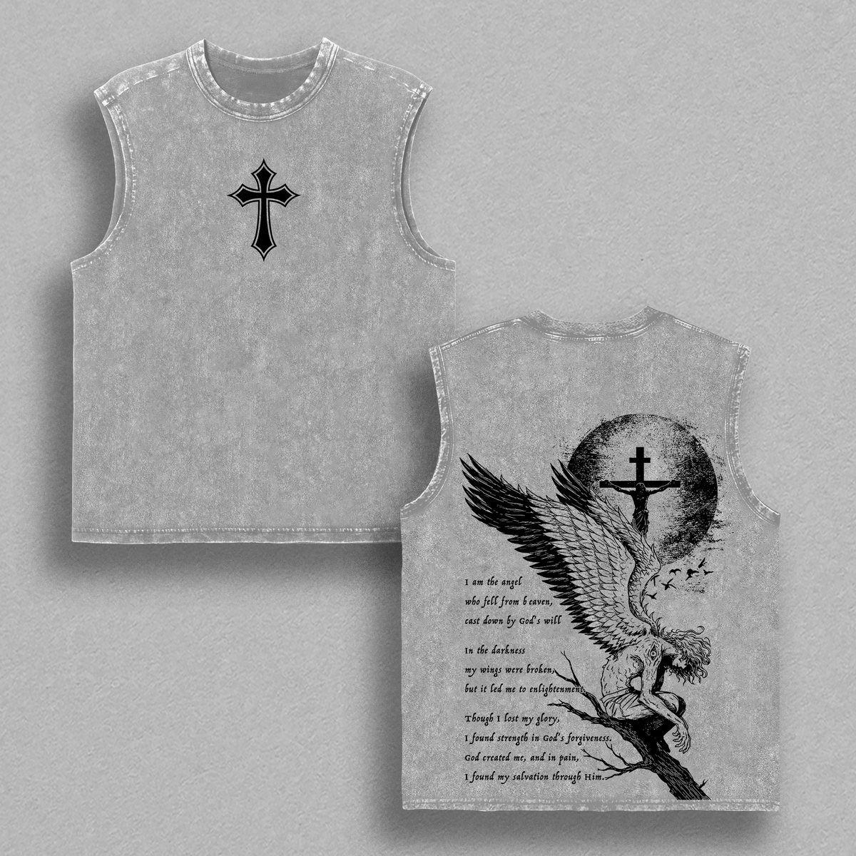 Fallen Angel T-Shirt – Christian Vintage Washed Oversized Graphic Tee, Heavy Cotton Unisex Streetwear Top, Y2K Oversized Streetwear, Jesus Christian Apparel