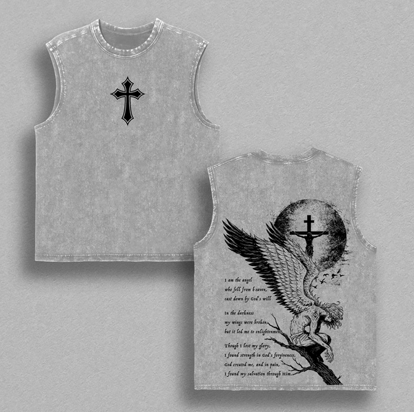 Fallen Angel T-Shirt – Christian Vintage Washed Oversized Graphic Tee, Heavy Cotton Unisex Streetwear Top, Y2K Oversized Streetwear, Jesus Christian Apparel
