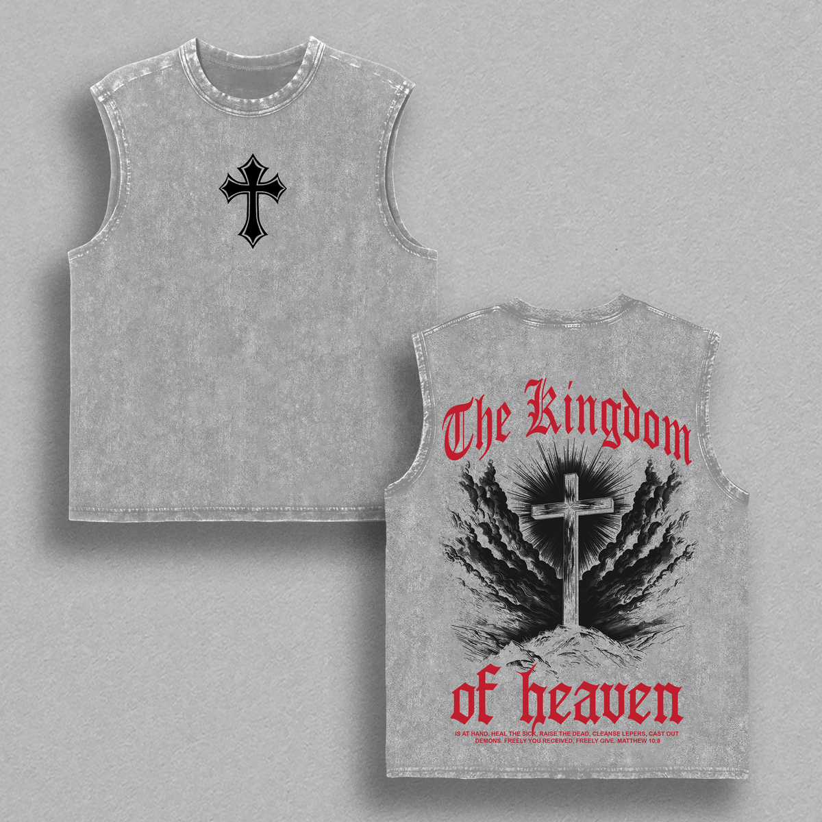 The Kingdom of Heaven Cross T-Shirt | Tank Top | Sweatshirt | Hoodies Washed Jesus Christian Streetwear | Faith Vintage Graphic Tee | Bible Verse Shirt | Religious Gift | Gospel Jesus Apparel Thanksgiving Christmas Outfits