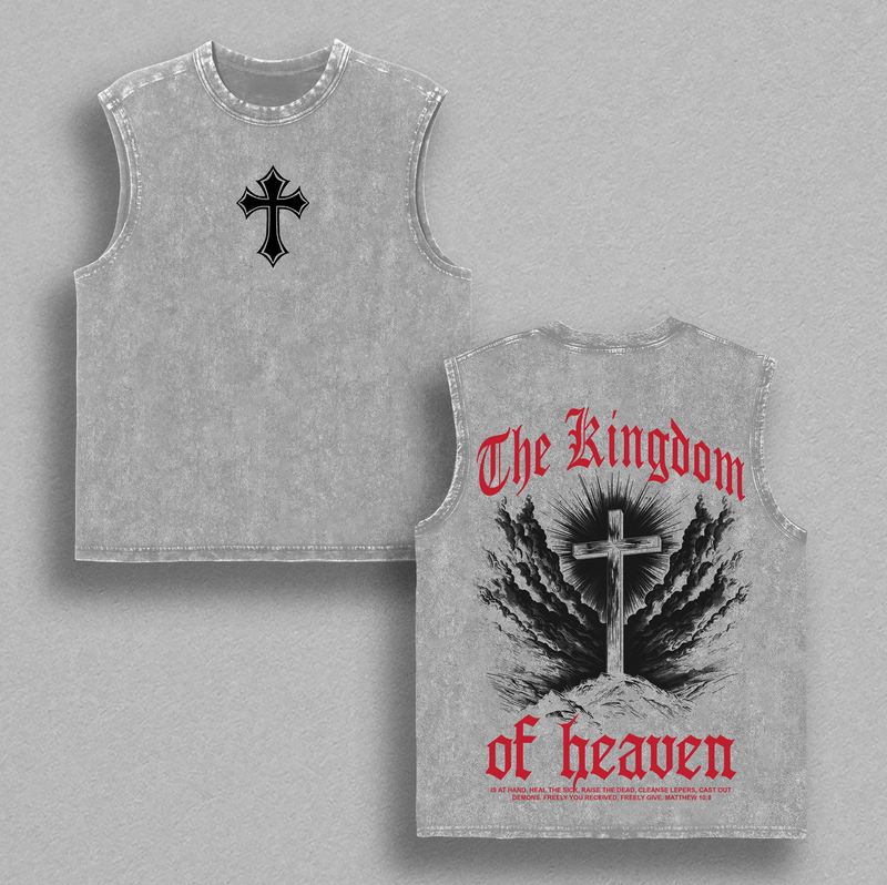 The Kingdom of Heaven Cross T-Shirt | Tank Top | Sweatshirt | Hoodies Washed Jesus Christian Streetwear | Faith Vintage Graphic Tee | Bible Verse Shirt | Religious Gift | Gospel Jesus Apparel Thanksgiving Christmas Outfits