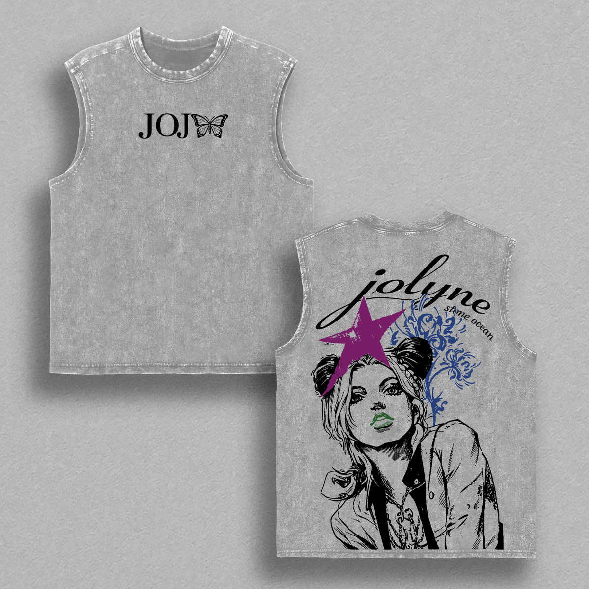 JoJo Stone Ocean Jolyne Cujoh Anime Graphic Tee, Aesthetic Girl Washed Vintage T-Shirt, Tank Top, Premium Oversized Streetwear, Soft Cotton Unisex Harajuku Style, Collector Drop, Limited Stock
