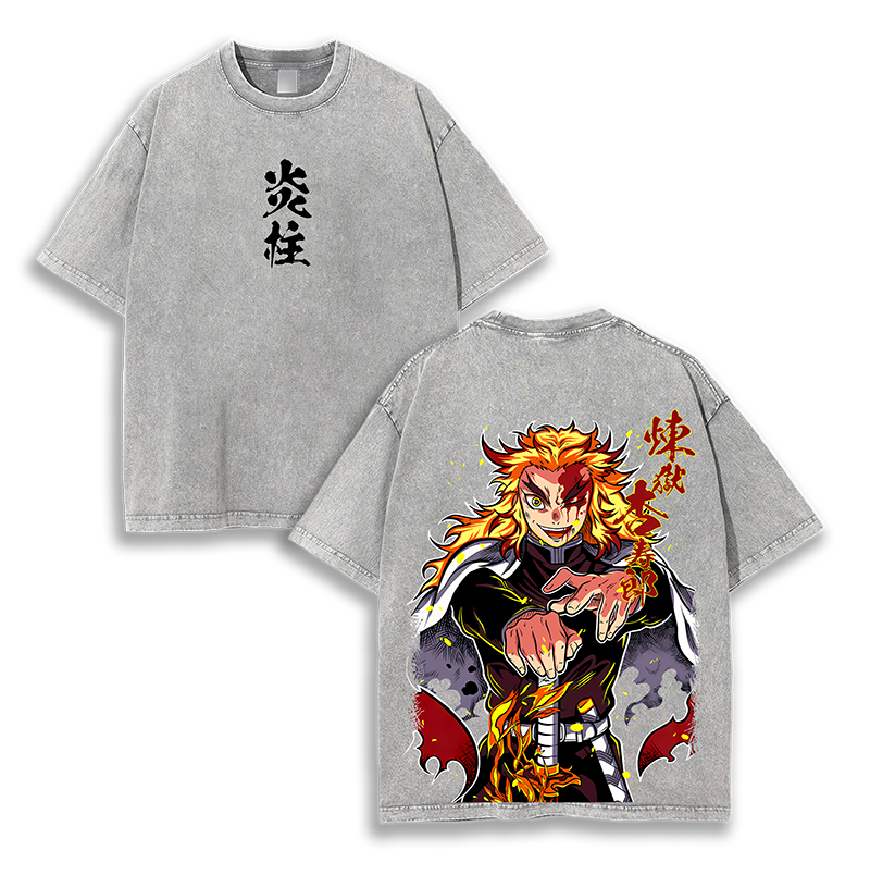 Rengoku Kyoujurou Demon Slayer Washed T-Shirt