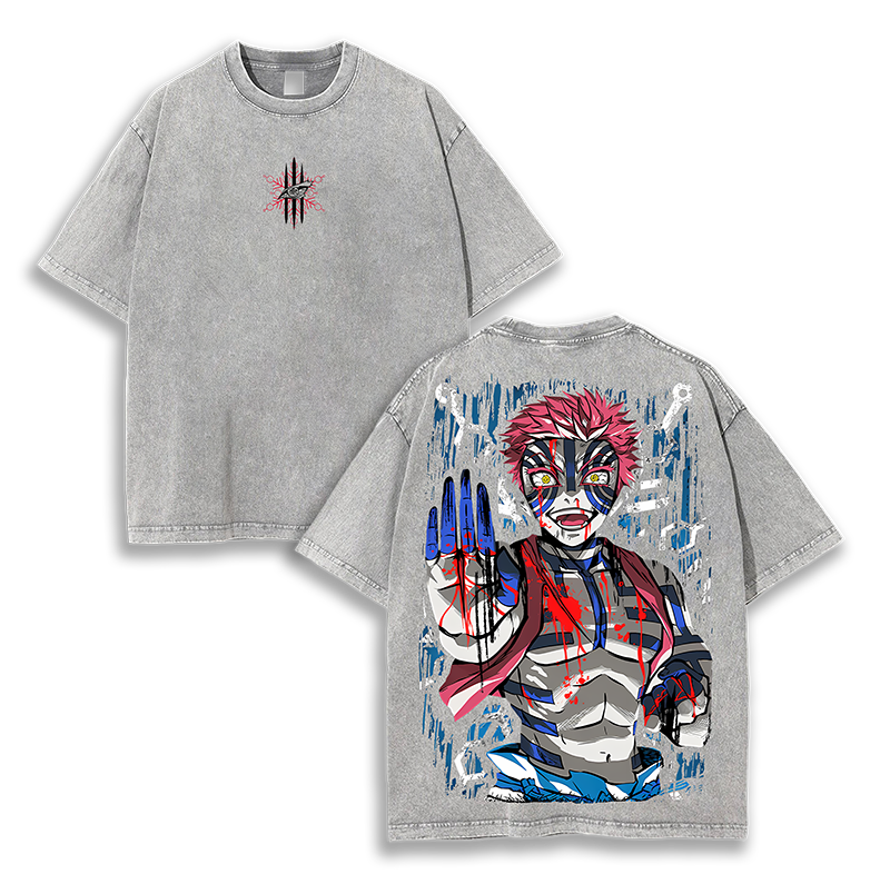 Akaza x Kimetsu no Yaiba Demon Slayer Washed T-Shirt