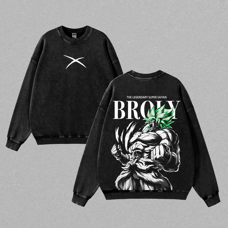 Broly T-Shirt, Dragon Ball Anime Tee, Legendary Saiyan Power Graphic Vintage Washed Tee