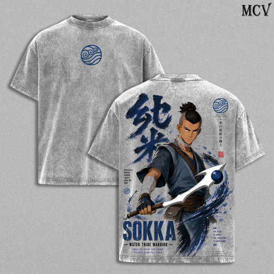 Sokka Avatar Tee – Sokka Vintage Washed T-Shirt | Southern Water Tribe Warrior | Boomerang Fighter | Tactical Genius | Avatar The Last Airbender Graphic Tee | Heavy Cotton Unisex Oversized Streetwear Top