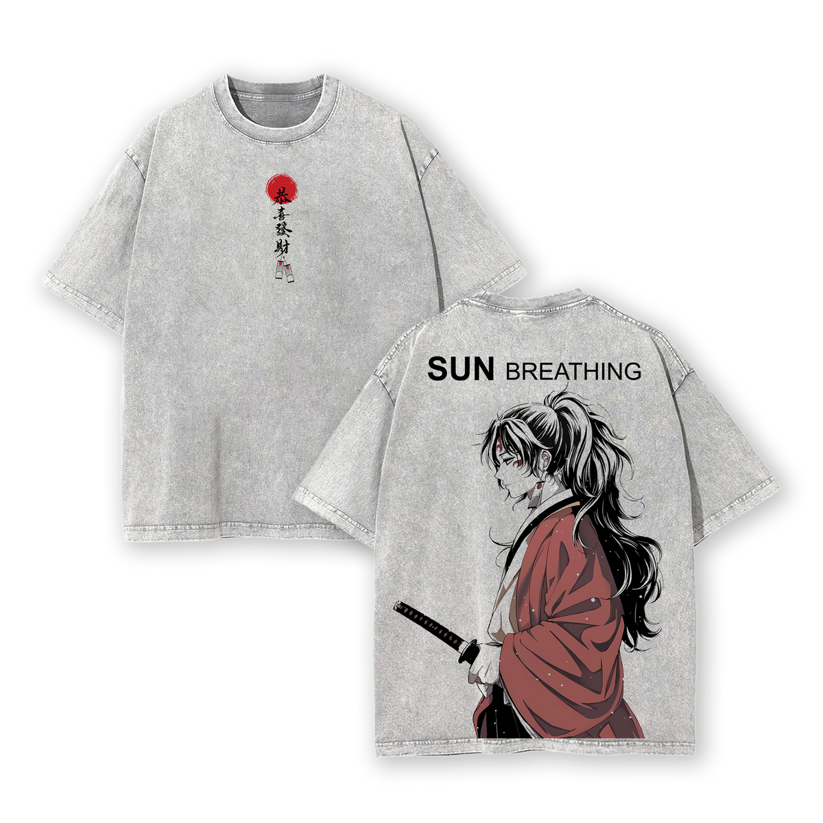 Yoriichi Tsugikuni Demon Slayer Anime Double Printed Vintage Washed Tee