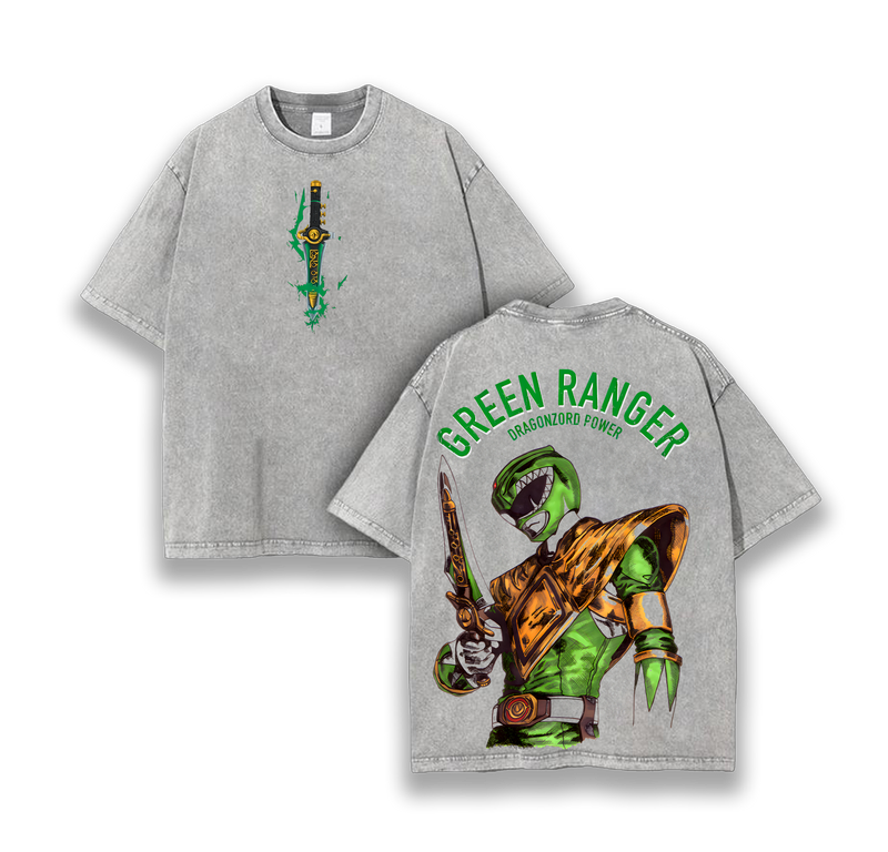 Green Ranger - Power Rangers Anime Washed T-Shirt