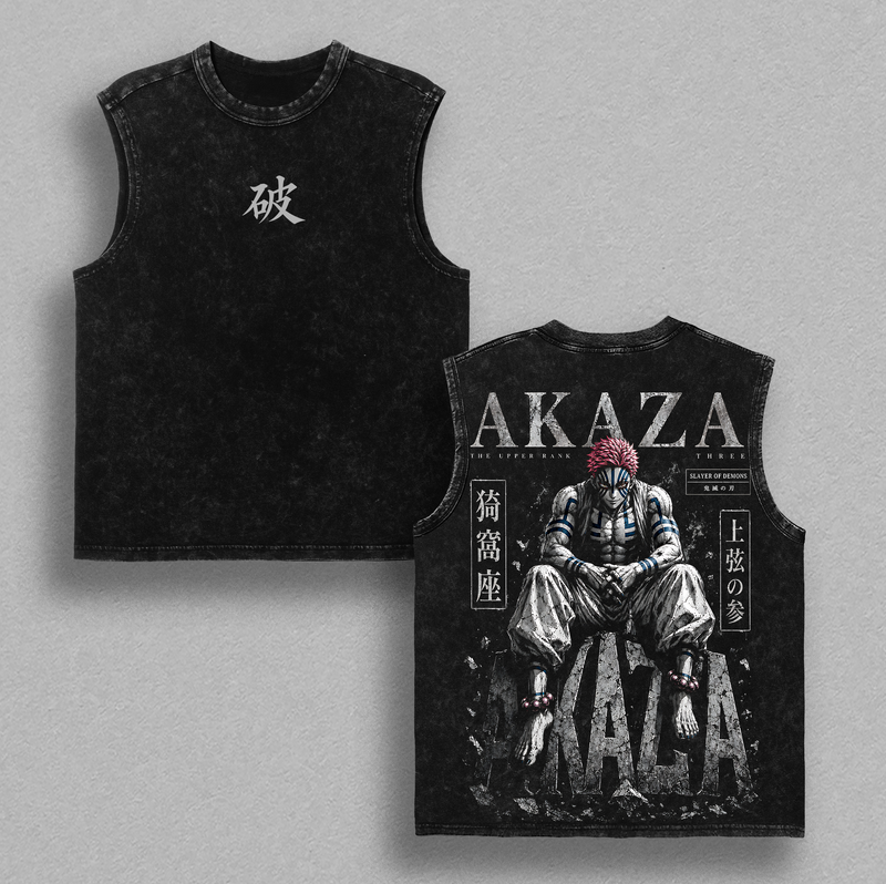 Akaza Demon Slayer Anime Tank Tops Men, Gym Tank Top, Men’s Workout Sleeveless Shirt, Bodybuilding Fitness Tank, Vintage Washed Anime Muscle Shirt, Graphic Gym Wear, Athletic Training Top, Akaza Streetwear, Anime Gift for Men