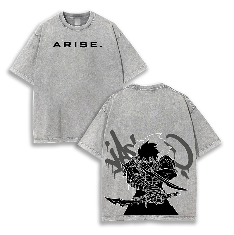 Arise_ Sung Jin Woo - Solo Leveling Anime Washed T-Shirt