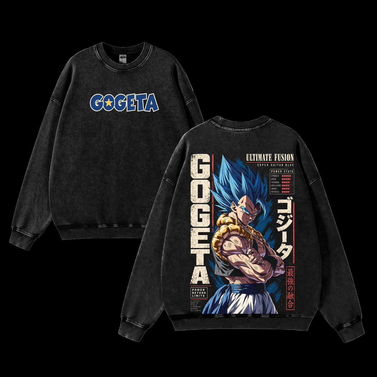 Gogetaaaaaa Super Saiyan Blue DBS Vintage Washed T-Shirt - DBZ Anime Graphic Tee Oversized Streetwear Cotton Tshirt Classic Menswear Clothes Apparel Gift for Dbz Fans Men & Women