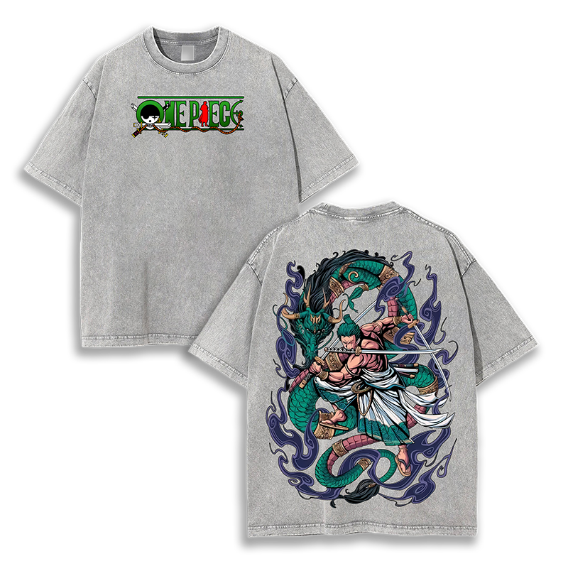 Zoro One Piece Anime  Washed T-Shirt